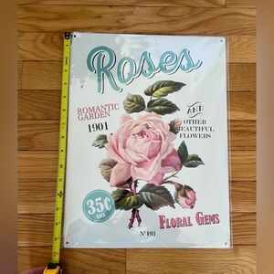 Vintage Floral Roses Metal Sign